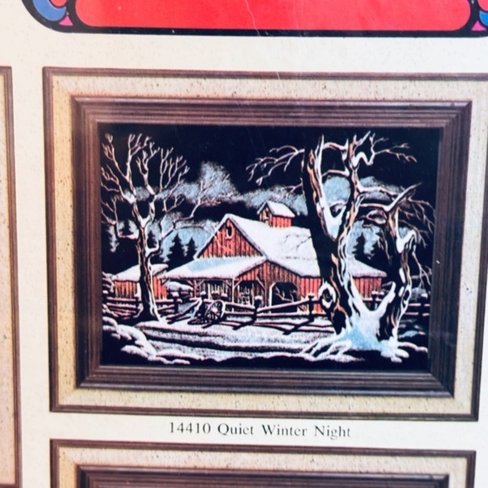 VTG 1976 Craft Master Velvet Treasures Paint by Number Quiet Winter Night 14410 - Picture 4 of 14